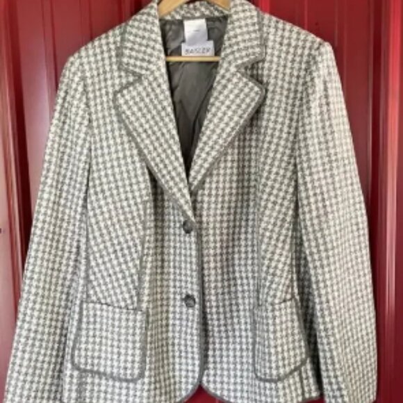 Basler‎ Blazer Jacket 2 Button Wool Houndstooth Lined Womens 48 New - Picture 1 of 6